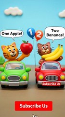 one apple, two bananas , let's count with cats