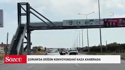Çorum'da düğün konvoyundaki kaza kamerada