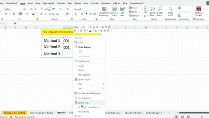 How to Type 001 in Excel and Keep the ZEROS