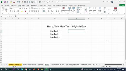 How to Write 10 digits in Excel?