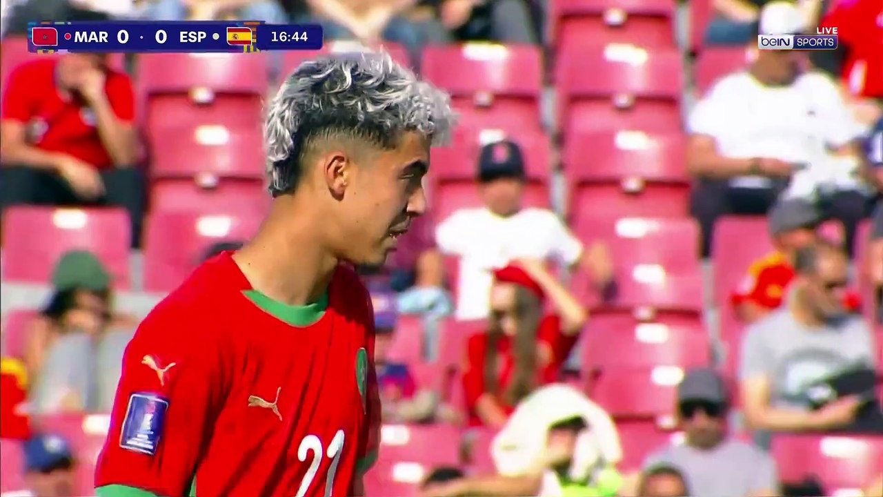 الشوط الاول مباراة المغرب واسبانيا كأس العالم للشباب 28-9-2025