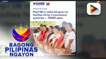 P73-M relief aid, naipamahagi ng DSWD sa mga naapektuhan ng mga nagdaan bagyo