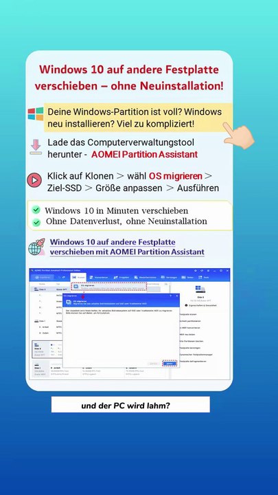 Windows 10 auf andere Festplatte verschieben – So einfach geht’s!