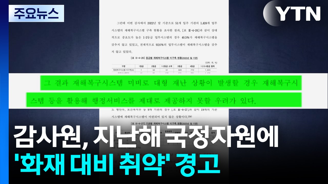 감사원, 지난해 국정자원에 '화재 대비 취약' 경고..."노후장비 교체 시급" / YTN