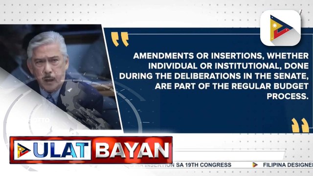 SP Sotto, may paglilinaw sa usapin ng budget insertions; iba pang senador, naglabas ng din ng pahayag | ulat ni Daniel Manalastas