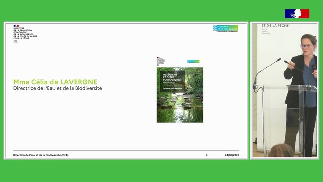Introduction par Madame Célia de LAVERGNE, Directrice de l'eau et de la biodiversité - Ministère de la Transition écologique, de la Biodiversité, de la Forêt, de la Mer et de la Pêche