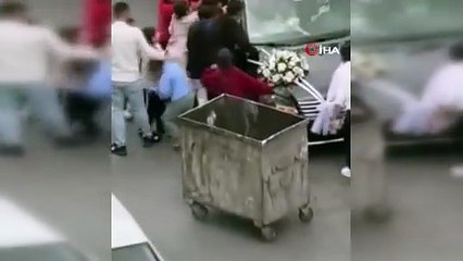 rt'ta düğünde ilginç anlar: Düğün arabasının önün bakın nasıl kestiler!