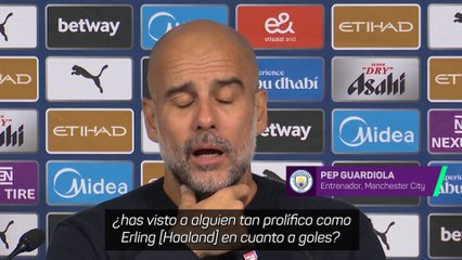 Guardiola sobre Haaland: "En cuanto a goles está al nivel de Messi y Cristiano"