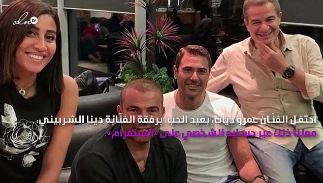 عمرو دياب يحتفل بالفالنتين مع دينا الشربيني ويهدي لها هذه الأغنية