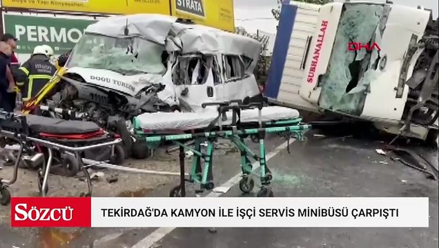 Tekirdağ'da kamyon ile işçi servis minibüsü çarpıştı