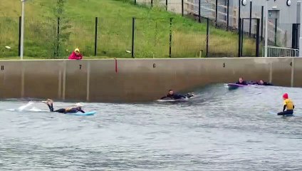 Frazer Reid riding one of his hand made surf boards at Lost Shore