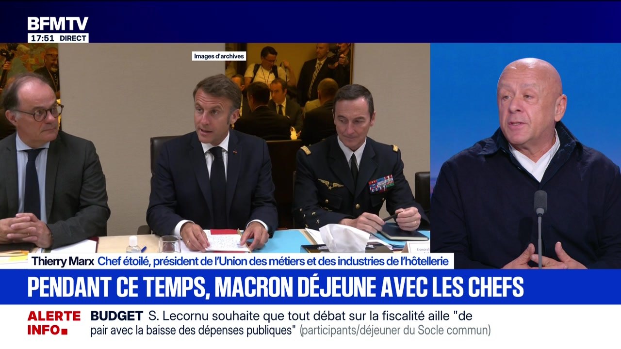 Marschall Truchot : Déjeuner avec Macron, le chef Thierry Marx sur BFMTV - 29/09