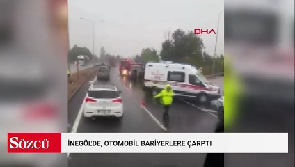İnegöl’de feci kaza, otomobil bariyere çarptı