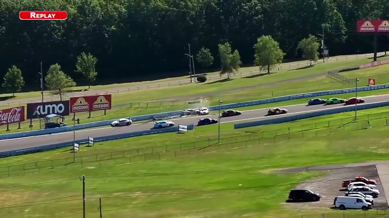 Porsche Sprint Challenge North America 2025 Watkins Glen Race 3 Start Big Crash