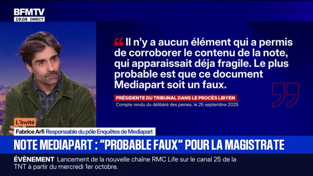 Condamnation de Nicolas Sarkozy: Fabrice Arfi, (Mediapart), assure que la note n'est pas fausse