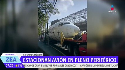Avión es estacionado en pleno Periférico Sur