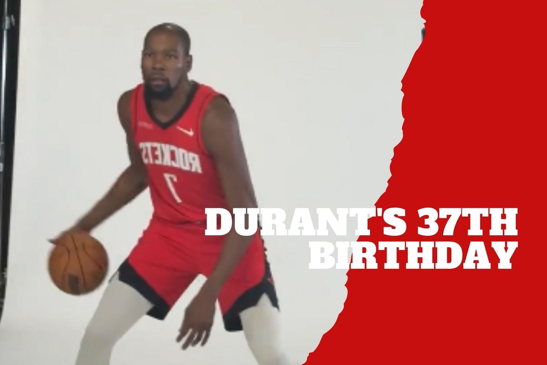 Kevin Durant celebrates his birthday at Rockets media day as he prepares to chase more records