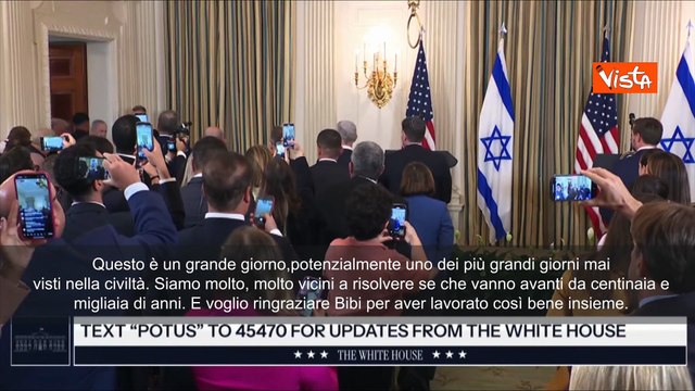 Trump con Netanyahu alla Casa Bianca: Accordo si chiama Pace per il Medio Oriente
