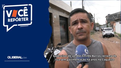 Supervisor de vendas Emildo Barros reclama de rua sem pavimentação há anos no Coqueiro