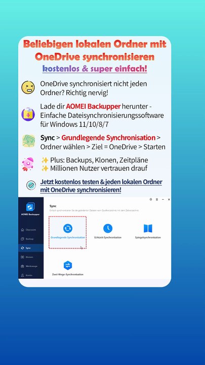 Beliebigen lokalen Ordner mit OneDrive synchronisieren – geht's in Sekunden!“ ⏱️☁️
