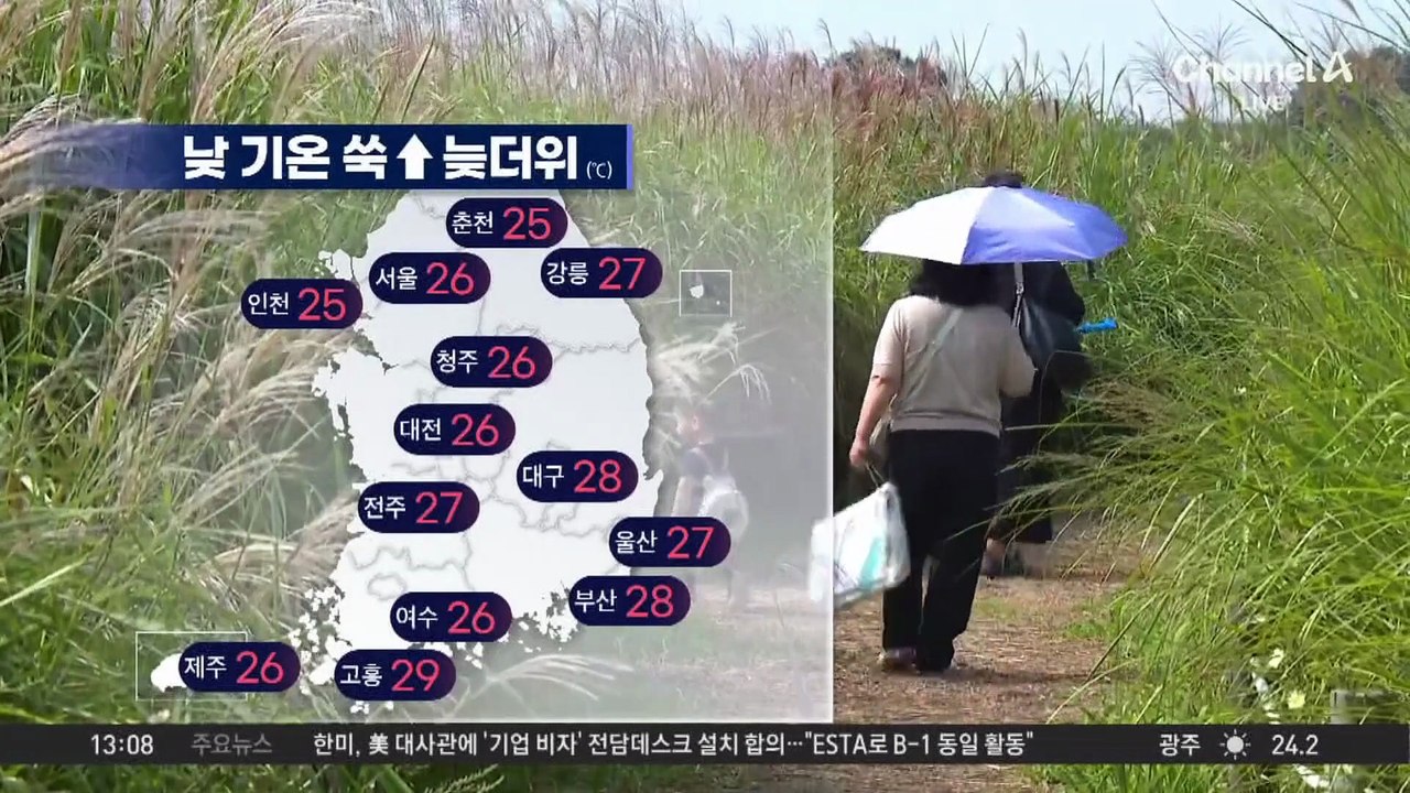 [날씨]‘억새 물결’ 가을 정취 물씬…일교차 10도 안팎