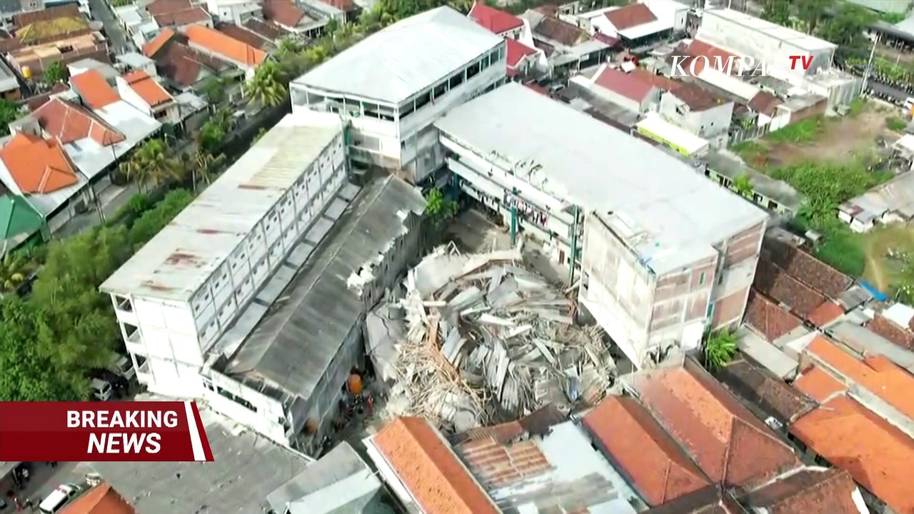 Pantauan Udara Bangunan Pondok Pesantren Al-Khoziny di Sidoarjo yang Ambruk, Puluhan Masih Terjebak