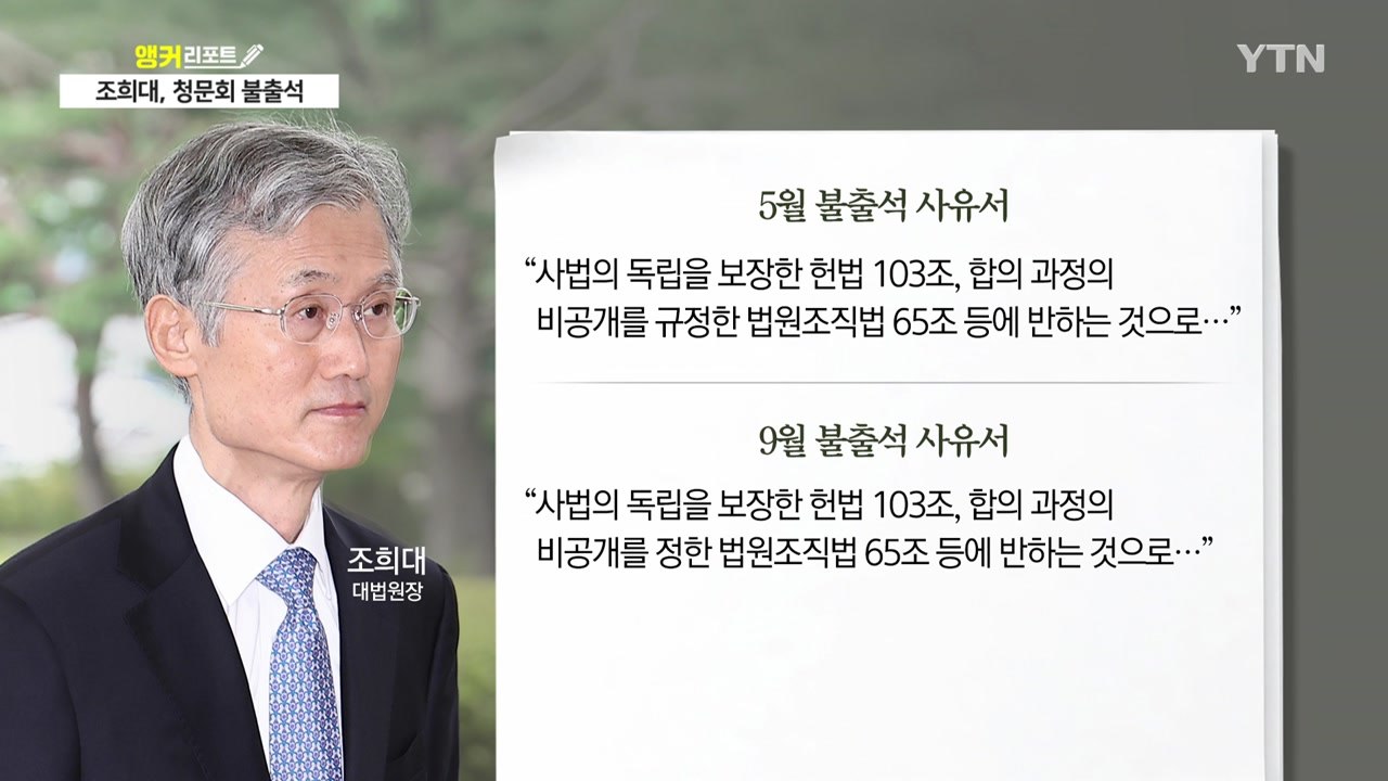 청문회 불출석한 조희대..."사법부 불신" vs "거짓말 대회" [앵커리포트] / YTN