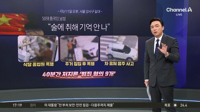 만취 중국인 남성, 40분 새 무차별 폭행·뺑소니까지