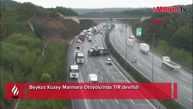 Beykoz Kuzey Marmara Otoyolu'nda TIR devrildi