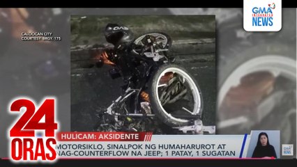 Motorsiklo, sinalpok ng humaharurot at nag-counterflow na jeep; 1 patay, 1 sugatan | 24 Oras