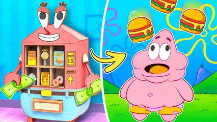 Unlimited Krabby Patties!🍔🤯 DIY Cardboard Vending Machine & Epic Sponge Bob IRL Game 🎮