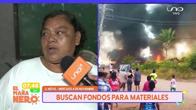 Comerciantes del mercado 4 de Noviembre inician campaña para ayudar a los afectados del incendio de Guarayos