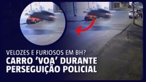 Carro 'voa' durante perseguição policial em BH