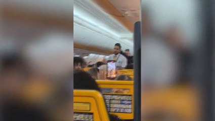 Watch: British man and son on stag-do hauled off Ryanair flight by armed French police