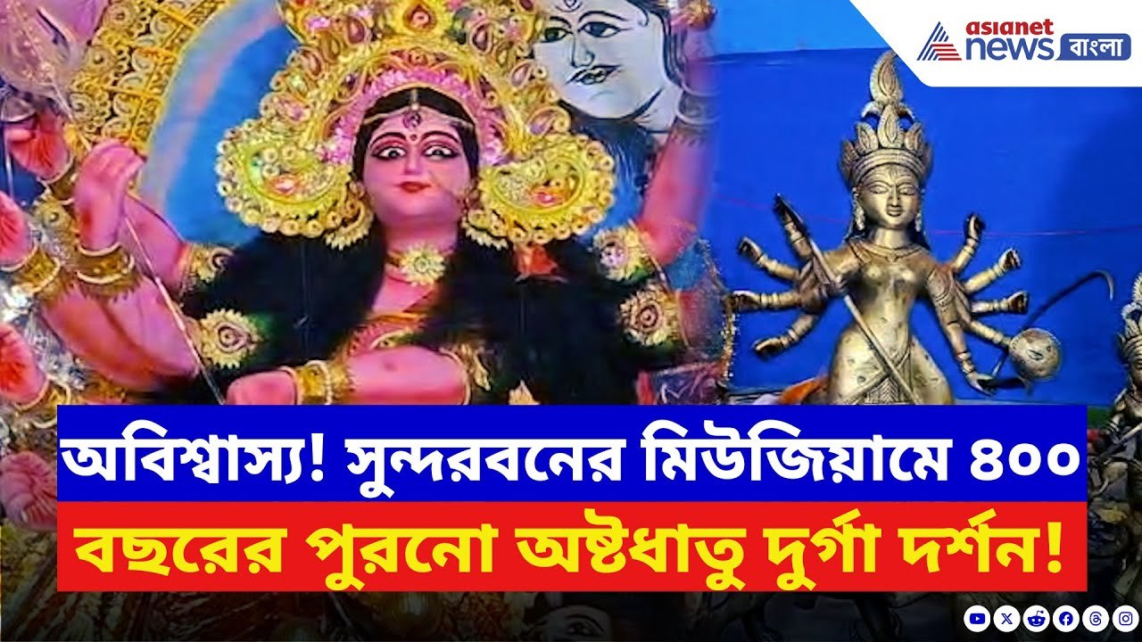 Durga Puja 2025: গ্রামবাংলার নজর কাড়া পুজো! ৪০০ বছরের অষ্টধাতু দুর্গা দেখতে সুন্দরবনে মানুষের হিরিক!