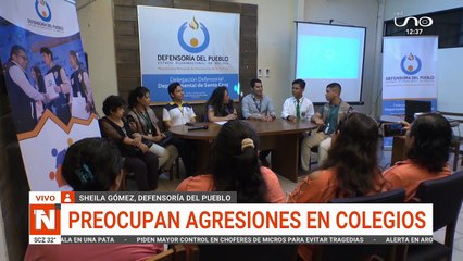 Defensoría del Pueblo preocupada por agresiones en colegios de Santa Cruz