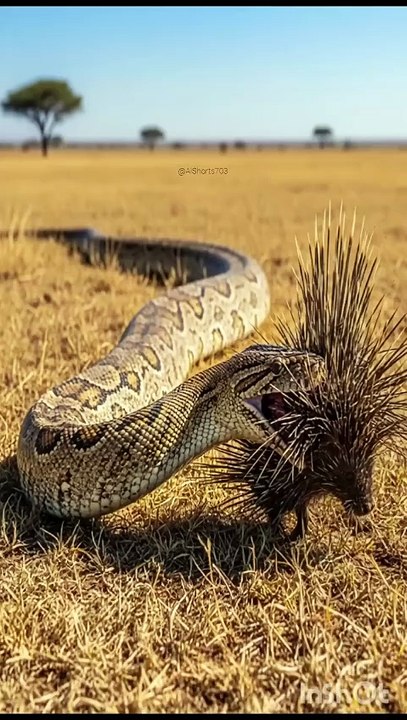 The snake is in danger of catching a porcupine.😂😂
