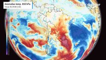 Terça-feira, 30 de setembro: anomalia de temperatura em 850 hPa