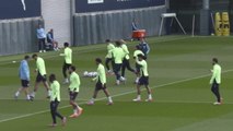 Manchester City training ahead of Monaco champions league trip
