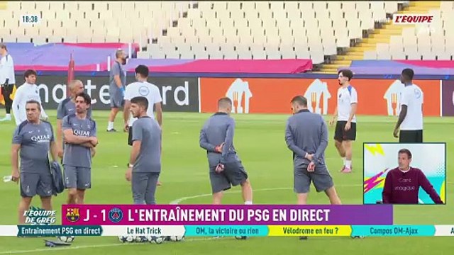 Joao Neves, Fabian Ruiz et Vitinha s'entraînent à Montjuïc - Foot - Ligue des champions - PSG