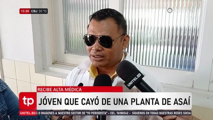 Dan de alta a joven que cayó de planta de asaí en Cobija