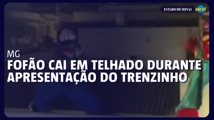 Fofão cai em telhado durante apresentação em Itaú de Minas