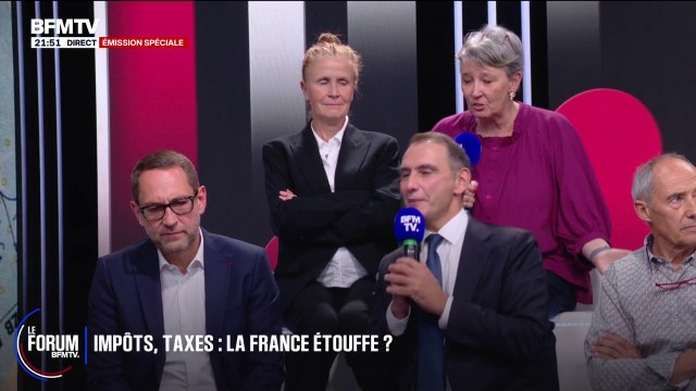 FORUM BFMTV - Impôts, taxes: Il faut baisser le salaire des députés : échange entre Corinne, en recherche d'emploi et Laurent Jacobelli, député RN
