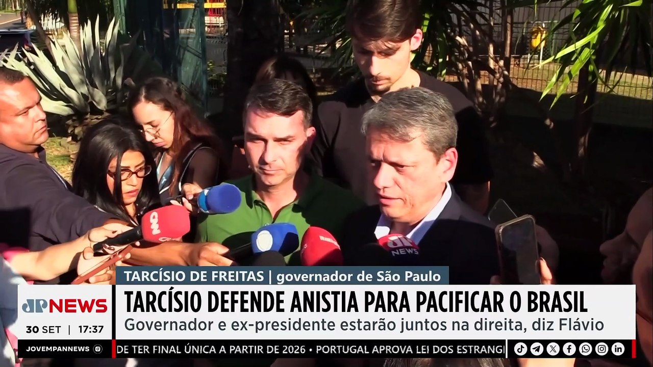 Tarcísio defende anistia para “pacificar” o Brasil