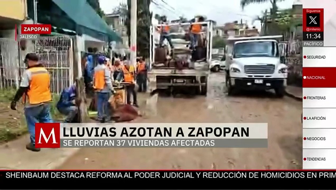 Hay 37 viviendas afectadas tras fuertes lluvias en Zapopan