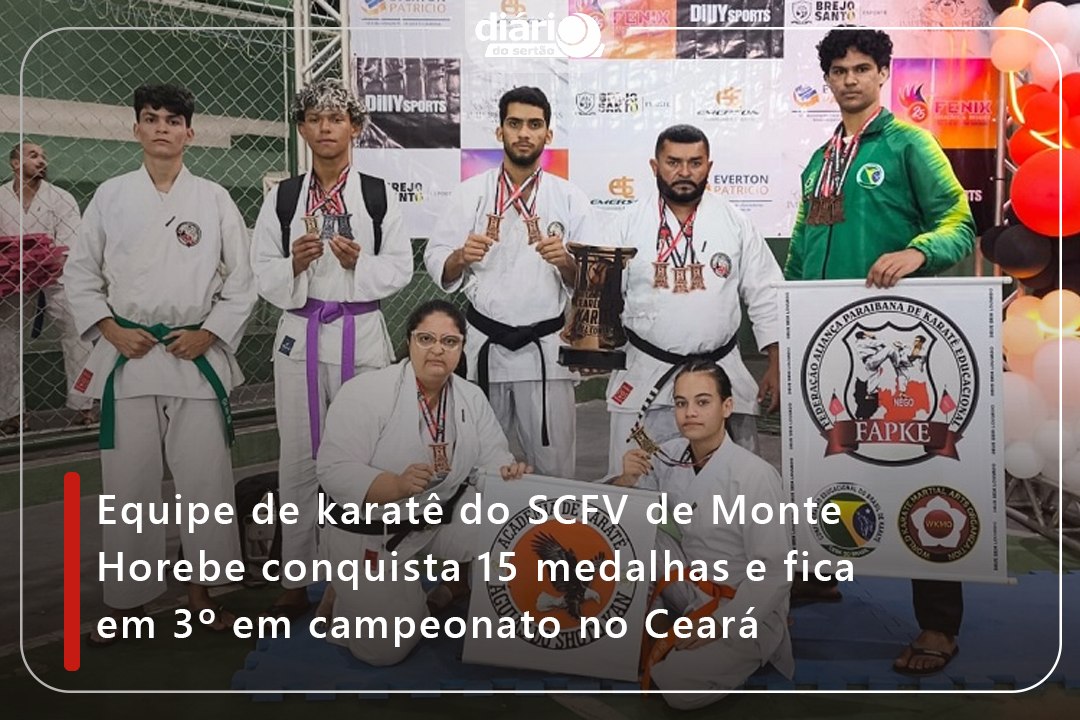 Equipe de karatê do SCFV de Monte Horebe conquista 15 medalhas e fica em 3º em campeonato no Ceará