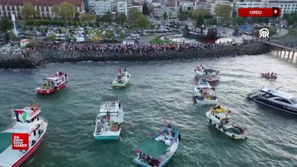 Ordu'da Küresel Sumud Filosu'na destek için Karadeniz'e açıldılar