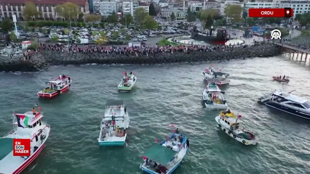 Ordu'da Küresel Sumud Filosu'na destek için Karadeniz'e açıldılar