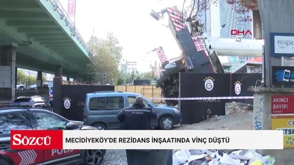 Mecidiyeköy'de rezidans inşaatında vinç düştü