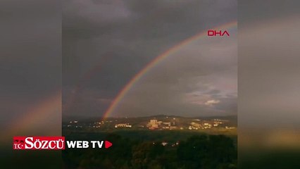 Bartın'da yağmur sonrası gökkuşağı oluştu